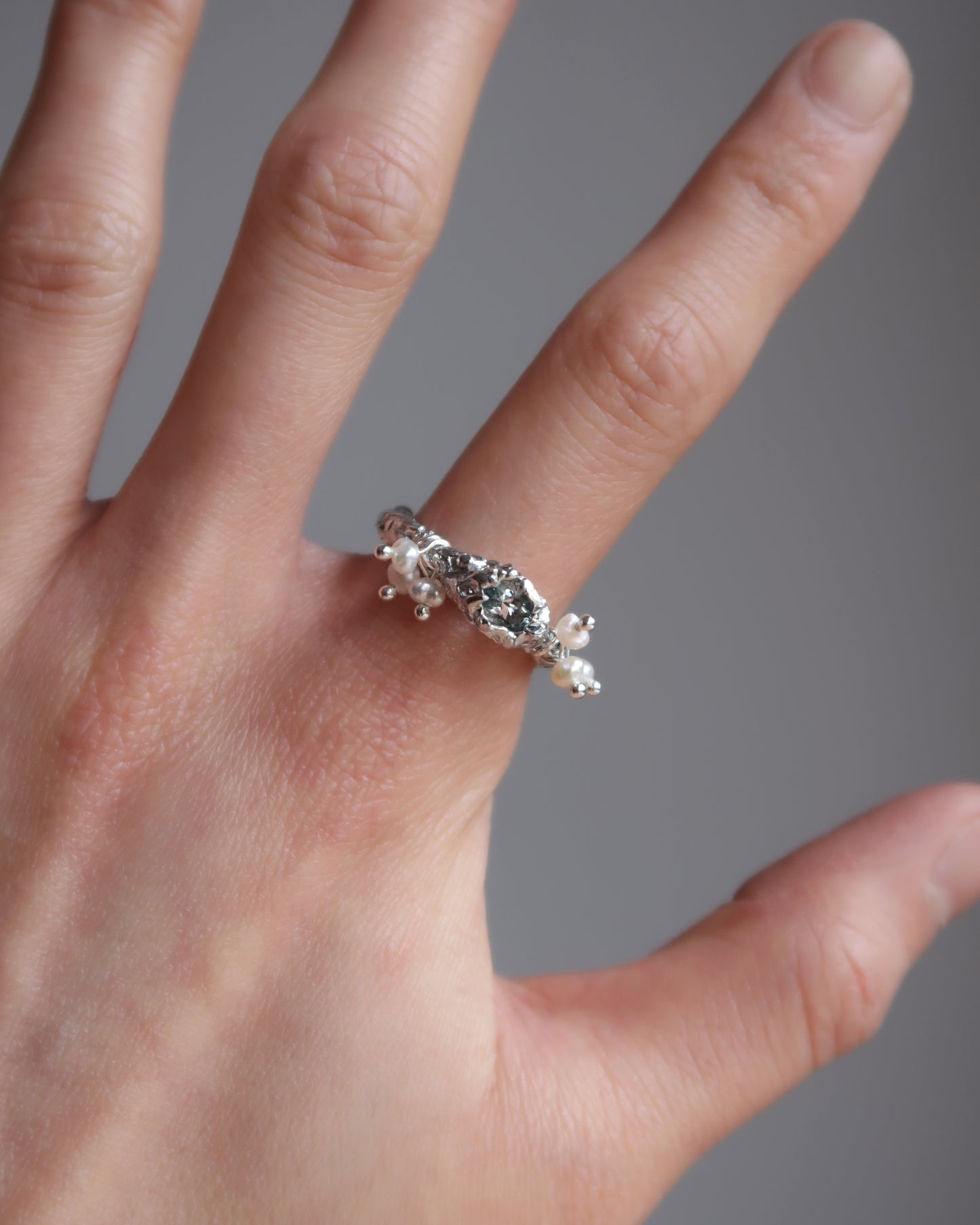 babysbreath ring - aquamarine