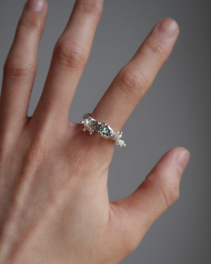 babysbreath ring - aquamarine