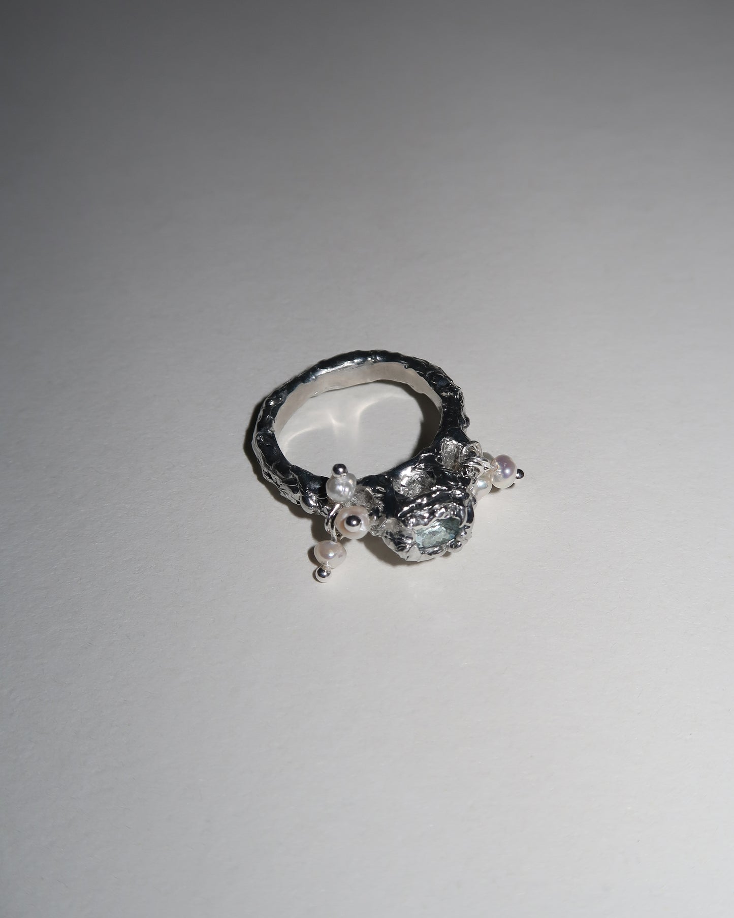 babysbreath ring - aquamarine